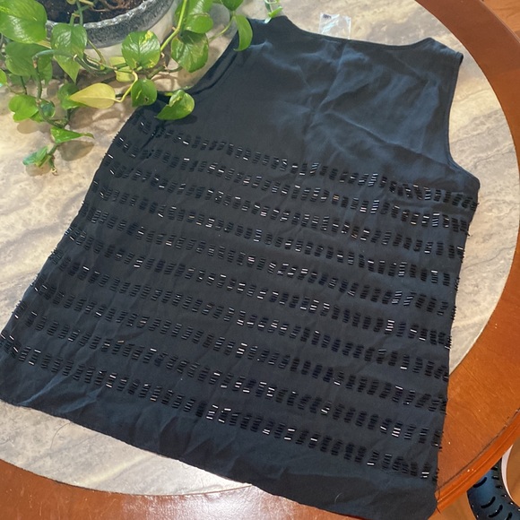 Isabel Lu  silk black beaded tank top large - Picture 7 of 8
